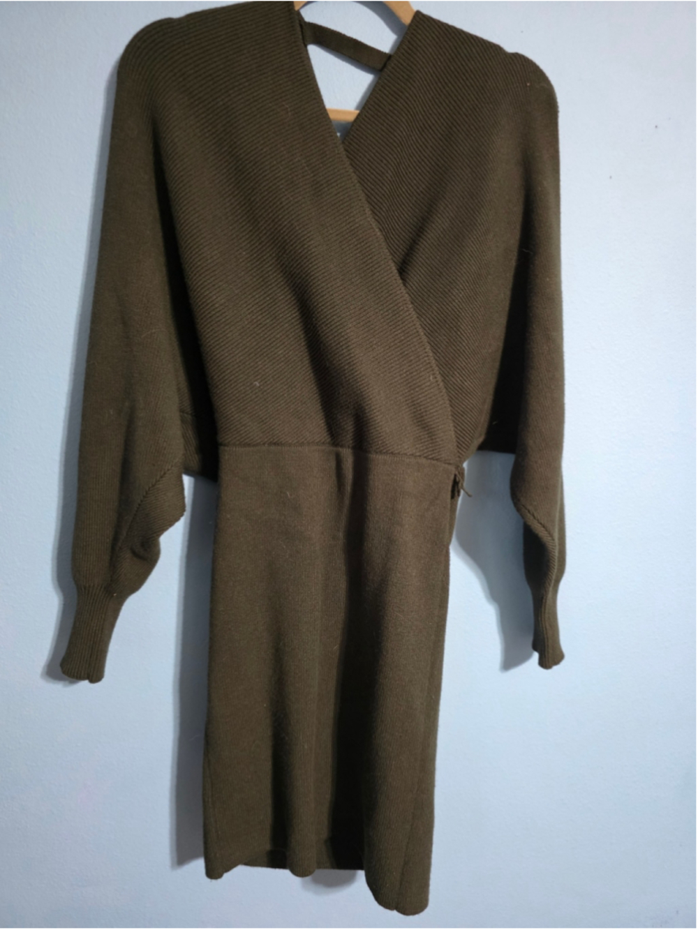 Women's Gianni Bini Olive Knit Mini Dress Size M fall trendy cozy cottagecore